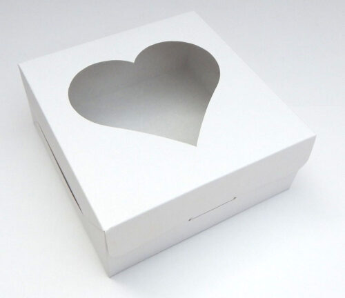 Caja 19x19x8 c/visor corazón blanca