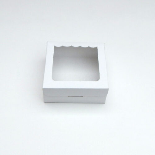 Caja 12X12X5 c/visor cuadrado con ondas blanca