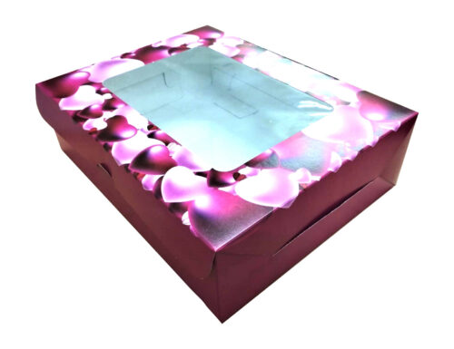 Caja desayuno grande 31x24x9 c/visor estampado corazón